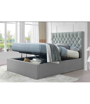 Double Size Fabric Gas Lift Bed with Diamond Pattern - Weston